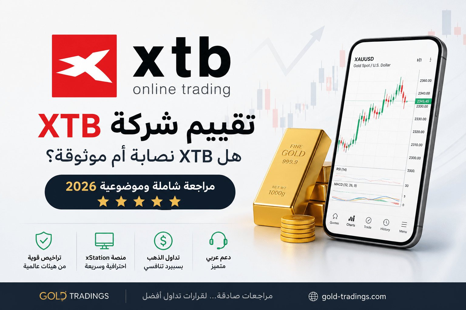 تقييم شركة XTB 2026 وهل XTB نصابة أم موثوقة لتداول الذهب عبر منصة xStation وتداول XAUUSD